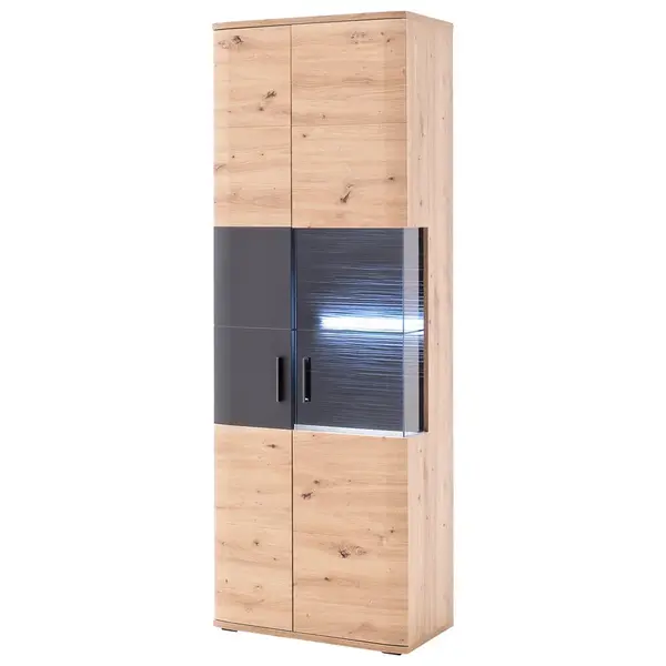 Livetastic VITRÍNA, antracitová, barvy dubu, 70/198/37 cm