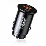 Techsuit nabíječka do auta (C4), USB + USB-C, černá