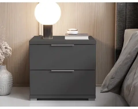 Nočný stolík s 2 zásuvkami Smilla, výška 43 cm, grafitový%