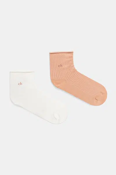 Ponožky Calvin Klein 2-pack dámské, oranžová barva, 701229681