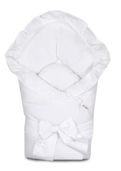 Rýchlozavinovačka s volánikom a stuhou - biela