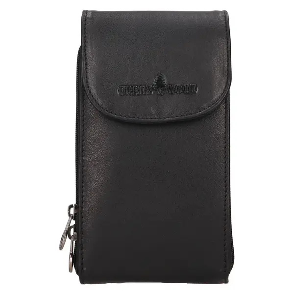Kožená kabelka na mobil a doklady Greenwood Phone - černá
