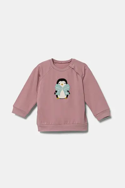 Kojenecká mikina United Colors of Benetton růžová barva, s aplikací, 36MJA105G