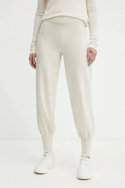 Vlněné tepláky Weekend Max Mara béžová barva, 2425336023600