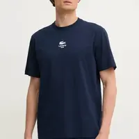 Bavlněné tričko Lacoste tmavomodrá barva, s potiskem, TH2739
