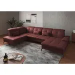 Sit & More SEDACÍ SOUPRAVA, textil, kůže, červenohnědá