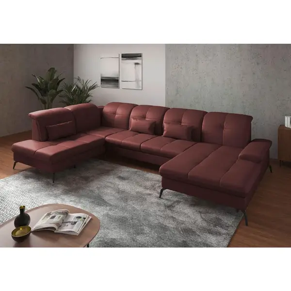 Sit & More SEDACÍ SOUPRAVA, textil, kůže, červenohnědá