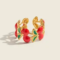 Cherry 304 Stainless Steel Cuff Open Rings for Women