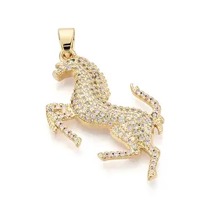Brass Micro Pave Clear Cubic Zirconia Pendants