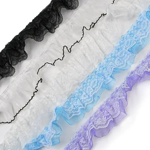 2M Polyester Pleated Flower Lace Ribbon