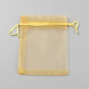 Rectangle Organza Drawstring Gift Bags with Ribbon