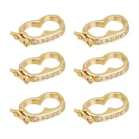 6Pcs Rack Plating Brass Micro Pave Cubic Zirconia Twister Clasps