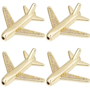 8Pcs Brass Micro Pave Cubic Zirconia Airliner Beads