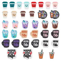 36Pcs 18 Styles PVC Cartoon Drink Teether Silicone Beads
