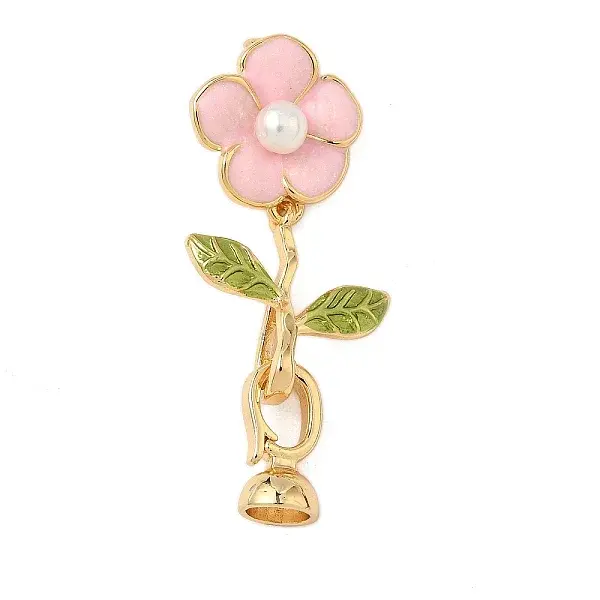 Flower Brass Enamel Fold Over Clasps
