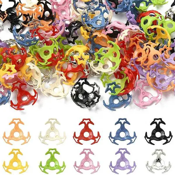 100Pcs 10 Colors Hollow Acrylic Bead Caps