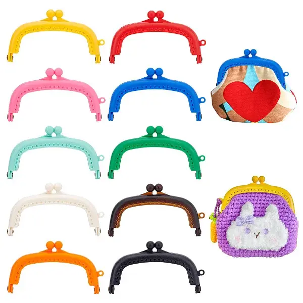 10Pcs 10 Colors Plastic Kiss Lock Purse Frames