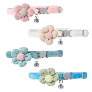 4Pcs 4 Colors Polyester Dog Flower Ties with Adjustable Collar
