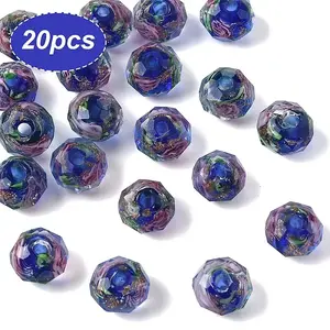 20Pcs Handmade Gold Sand Lampwork Beads