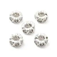 Brass Micro Pave Clear Cubic Zirconia Beads