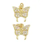 Brass Micro Pave Clear Cubic Zirconia Charms