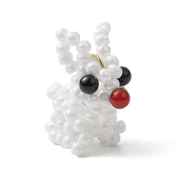 3D Glass Seed Beaded Rabbit Charms