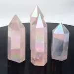 Electroplate Natural Quartz Healing Hexagonal Prisms Figurines