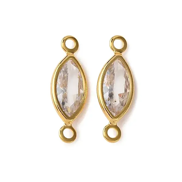 Brass Pave Clear Cubic Zirconia Connector Charms