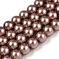 Baking Painted Pearlized Glass Pearl Round Bead Strands
