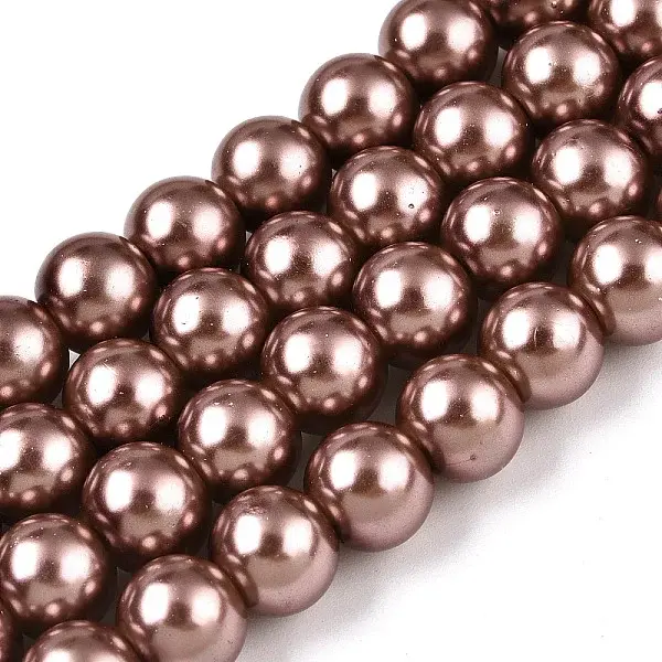 Baking Painted Pearlized Glass Pearl Round Bead Strands