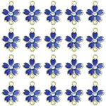 20Pcs Alloy Enamel 5-Petal Flower Connector Charms