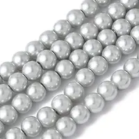 Baking Painted Pearlized Glass Pearl Round Bead Strands