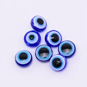 Flat Round Evil Eye Resin Beads