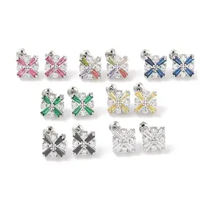 Rack Plating Brass Micro Pave Cubic Zirconia Stud Earrings
