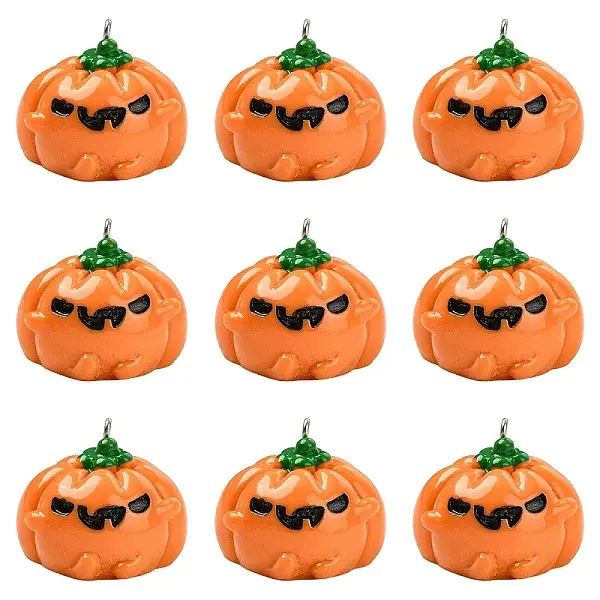 10Pcs Halloween Opaque Resin Pendants