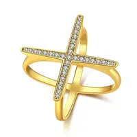 Brass Micro Pave Cubic Zirconia Criss Cross rings