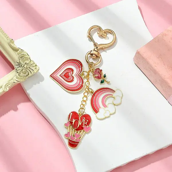 Heart Hot Air Balloon Alloy Enamel Pendant Decoration