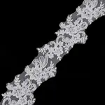 2 Yards Polyester Flower Lace Trim with Plastic Beads