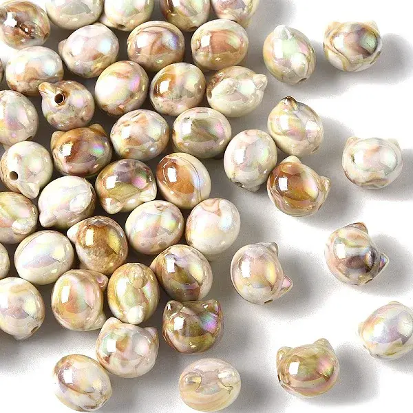 50Pcs UV Plating Opaque Acrylic Beads