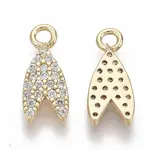 Brass Micro Pave Clear Cubic Zirconia Charms