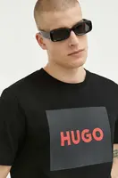 Bavlněné tričko HUGO Dulive222 černá barva, s potiskem, 50467952