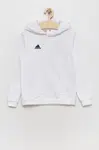 Dětská mikina adidas Performance HG6303 bílá barva, hladká