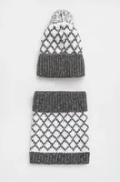 Čepice a nákrčník s vlnou Answear.LAB šedá barva