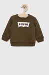 Dětská bavlněná mikina Levi's zelená barva, s potiskem