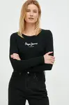 Tričko s dlouhým rukávem Pepe Jeans černá barva