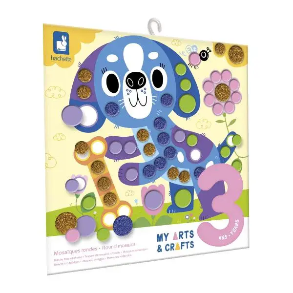 Janod My arts&crafts Mini Kulaté nálepky Pejsek a kamarádi od 3 let