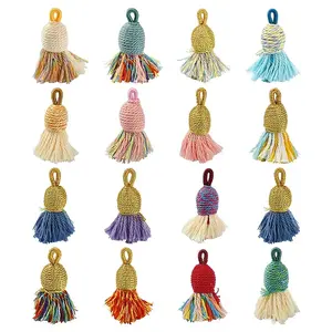 16Pcs 16 Colors Cotton Tassel Pendants