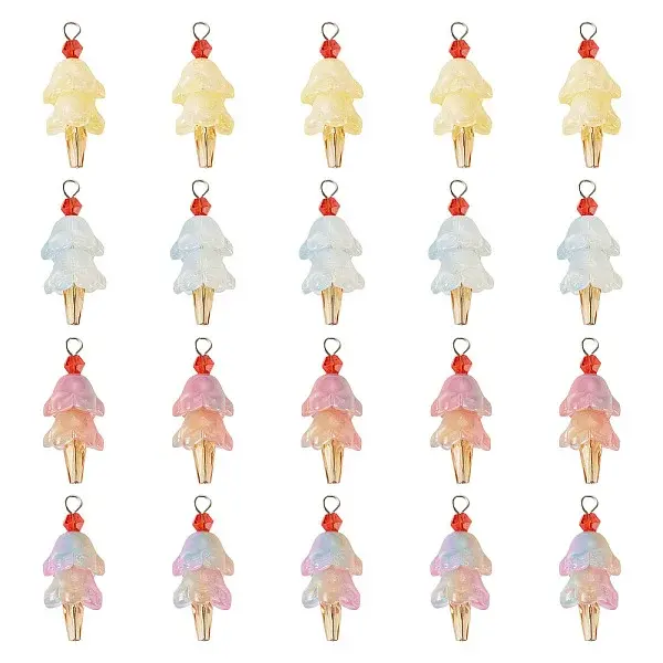 20Pcs 4 Styles Glass Ice Cream Pendants