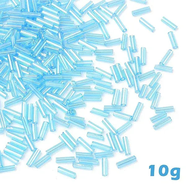 10G Transparent Colours Rainbow Glass Bugle Beads