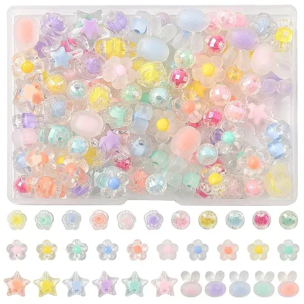 60G 6 Styles Transparent Acrylic Beads Sets
